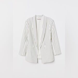 H&M White Blazer with Black Pinstripes
